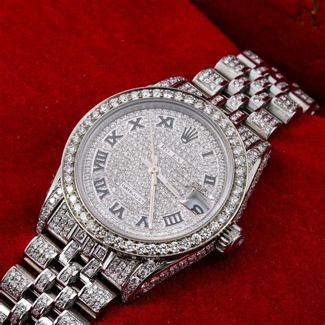 rolex diamond silver|Rolex silver diamond watch.